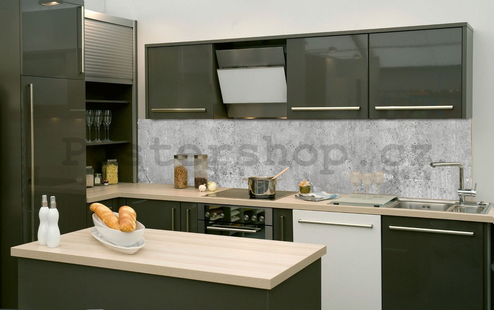 Samolepící omyvatelná tapeta za kuchyňskou linku - Betonový vzor, 260x60 cm
