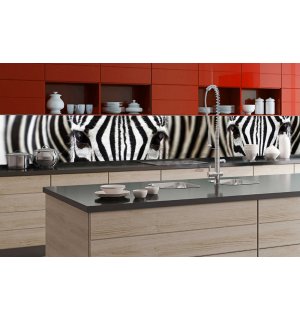 Samolepící omyvatelná fototapeta za kuchyňskou linku - Zebra, 350x60 cm