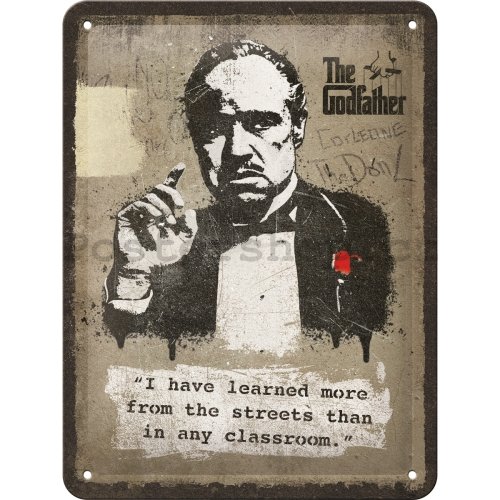 Plechová cedule: The Godfather (Learn from the streets) - 20x15 cm
