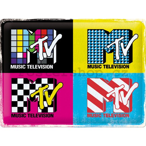 Plechová cedule: MTV Logo Pop Art - 40x30 cm