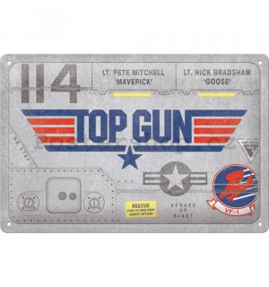Plechová cedule: Top Gun Aircraft Metal - 30x20 cm