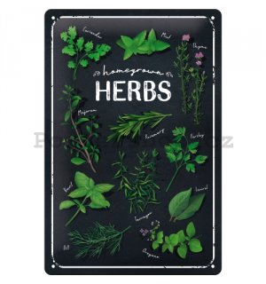 Plechová cedule: Homegrown Herbs - 20x30 cm