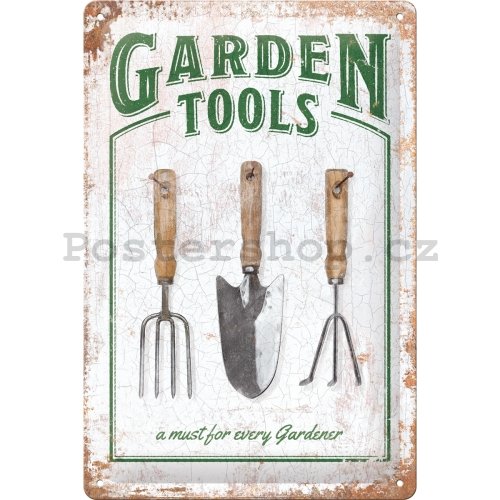 Plechová cedule: Garden Tools - 20x30 cm