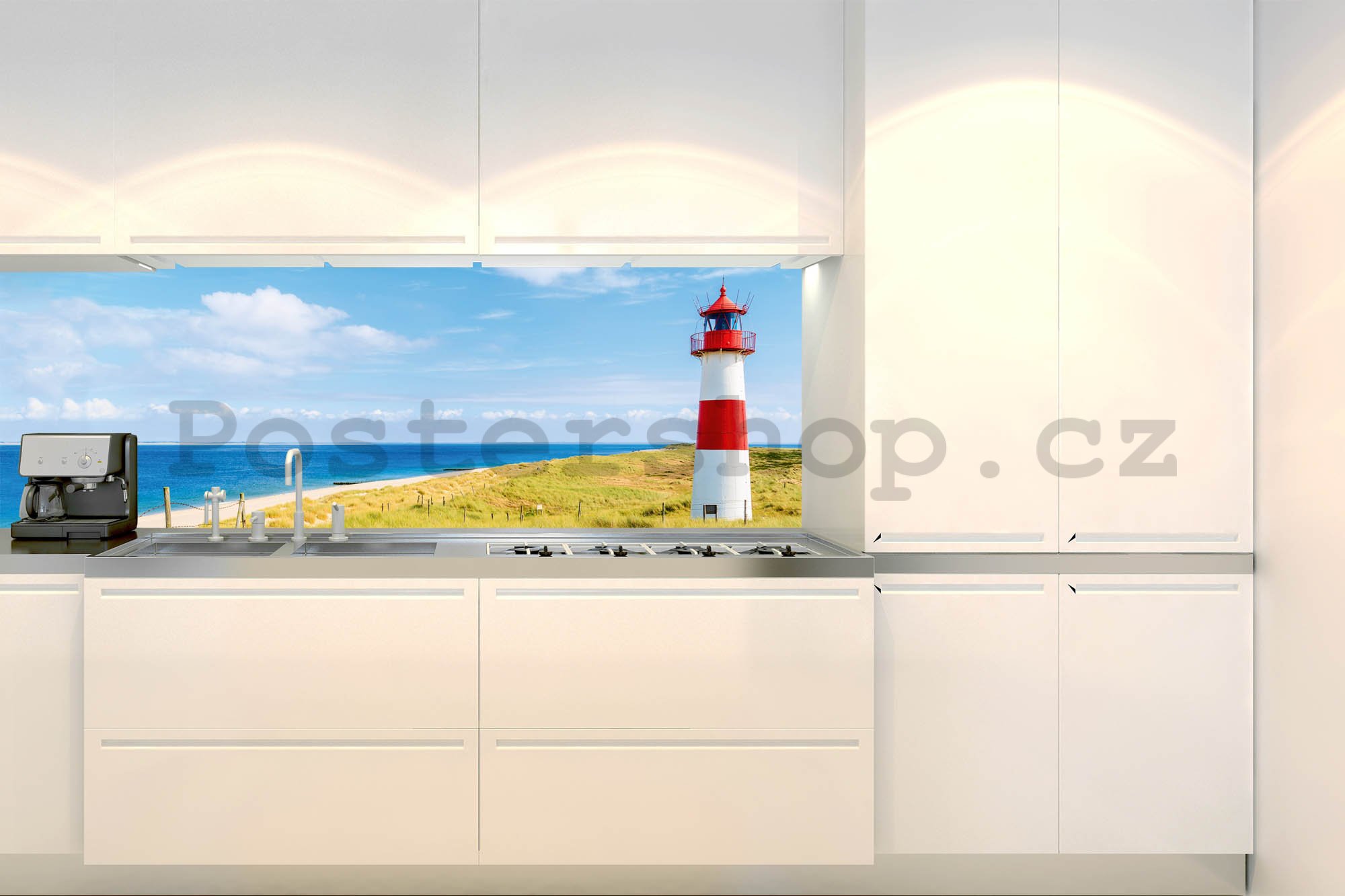 Samolepící omyvatelná tapeta za kuchyňskou linku - Maják na pláži, 180x60 cm