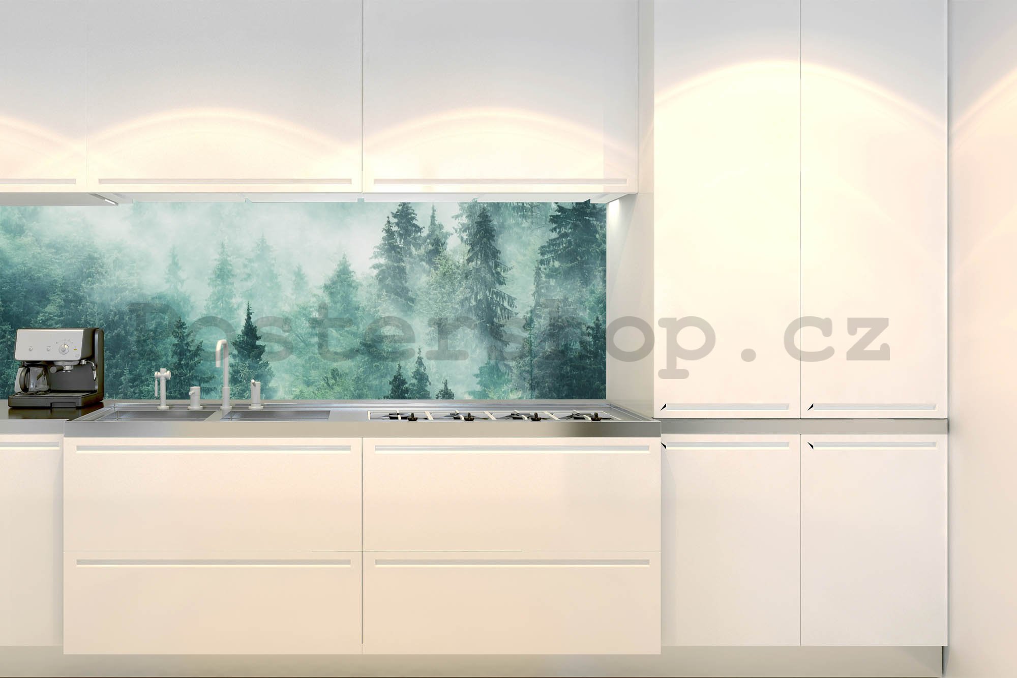 Samolepící omyvatelná tapeta za kuchyňskou linku - Mlžný les, 180x60 cm