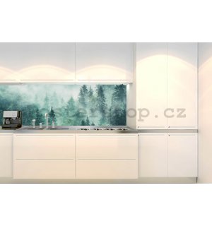 Samolepící omyvatelná tapeta za kuchyňskou linku - Mlžný les, 180x60 cm