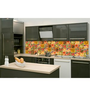 Samolepící omyvatelná tapeta za kuchyňskou linku - Malované dlaždice, 260x60 cm