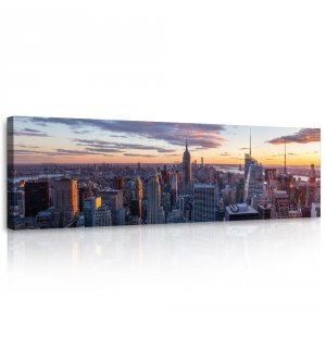 Obraz na plátně: Pohled na večerní Manhattan - 145x45 cm