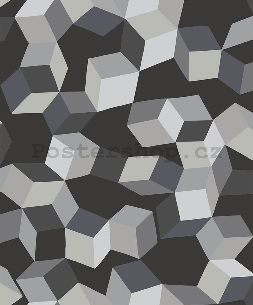 Vinylová omyvatelná tapeta 3D geometrické vzory šedé