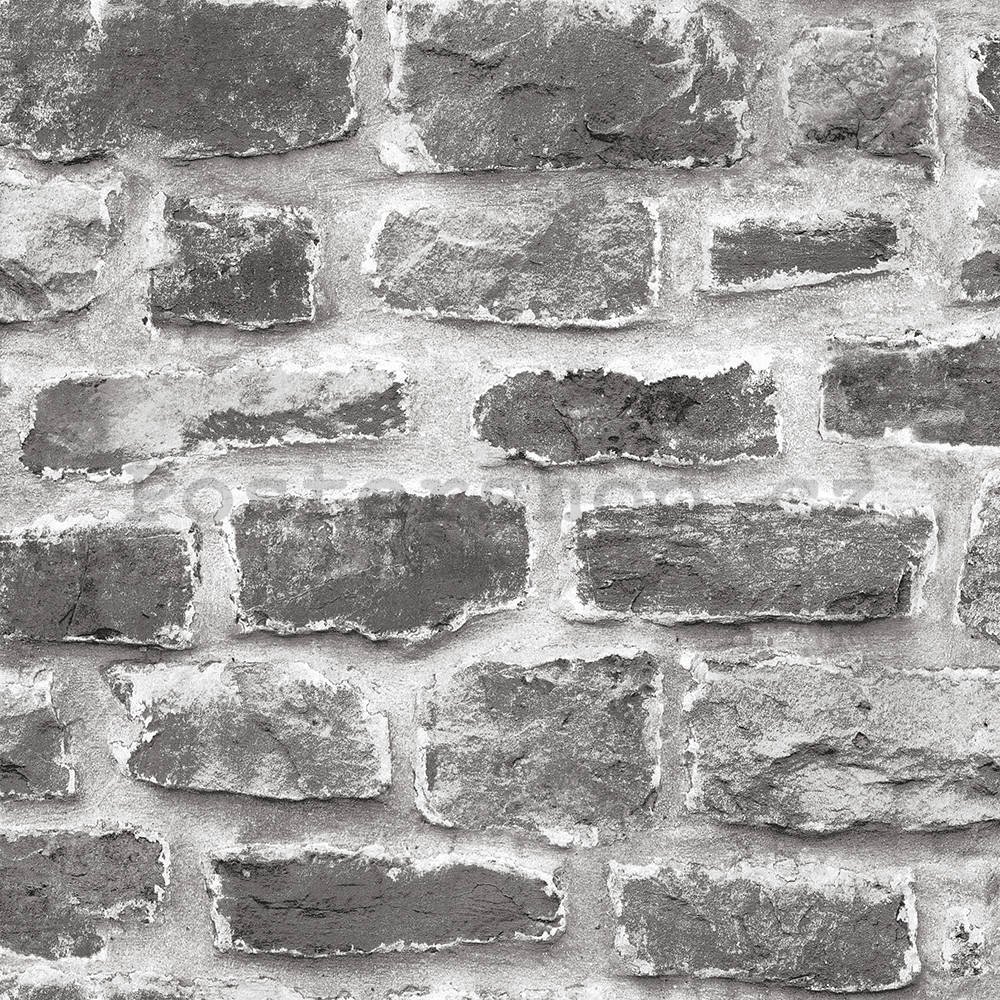 Vinylová omyvatelná tapeta tmavě šedá kamenná zeď (2)