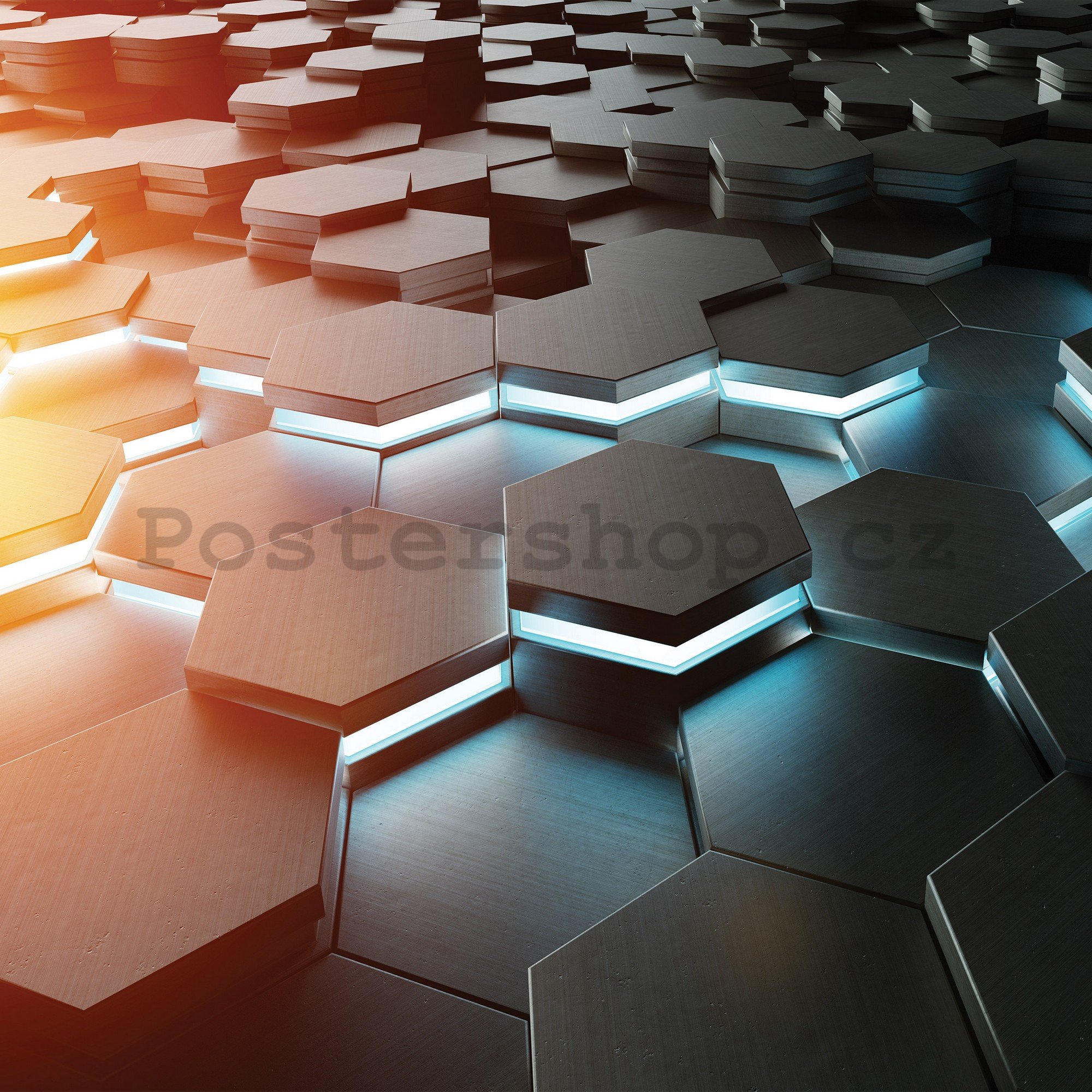 Fototapeta vliesová: 3D abstrakce hry hexagonu - 368x254 cm