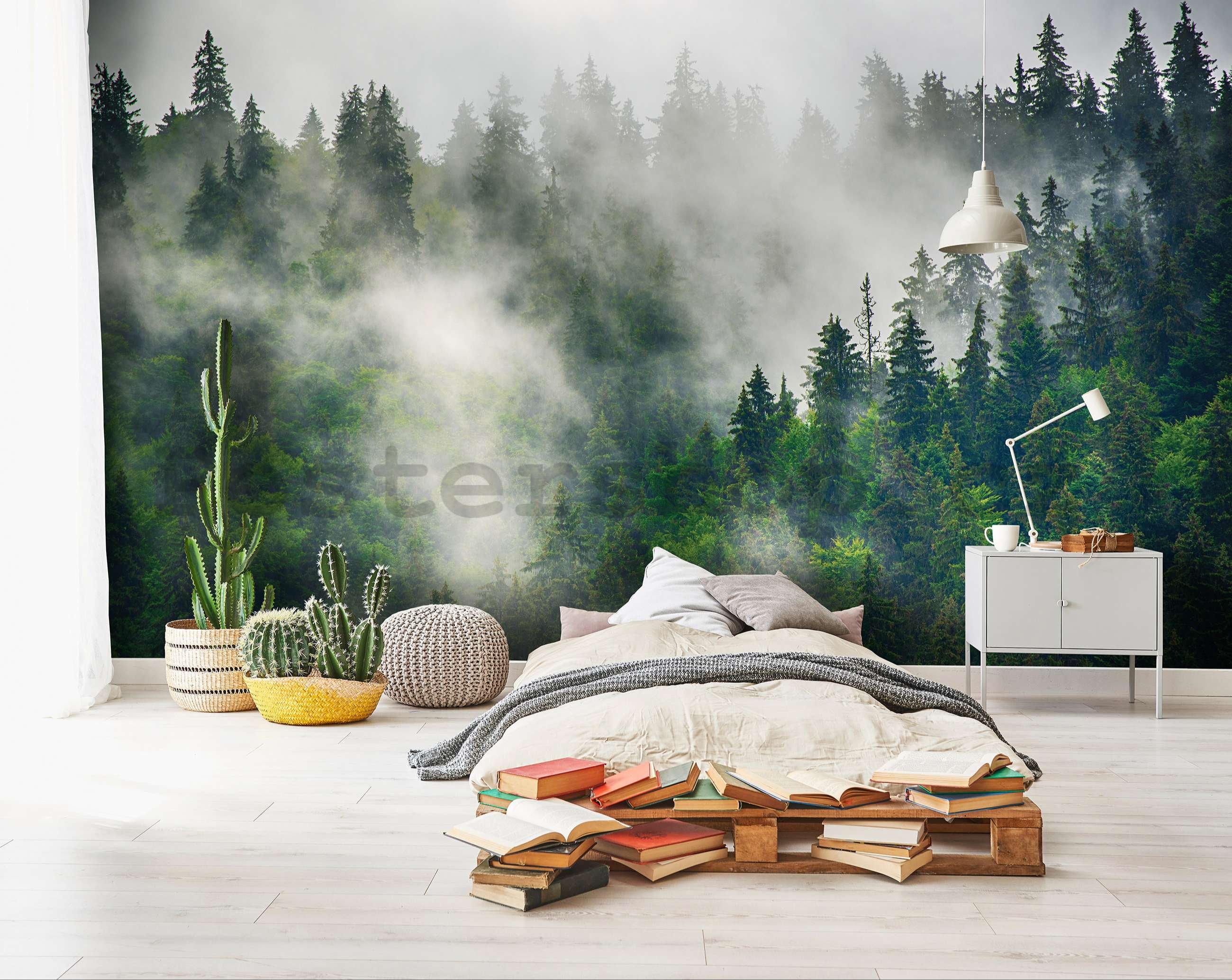 Fototapeta vliesová: Mlha nad lesem (5) - 254x184 cm