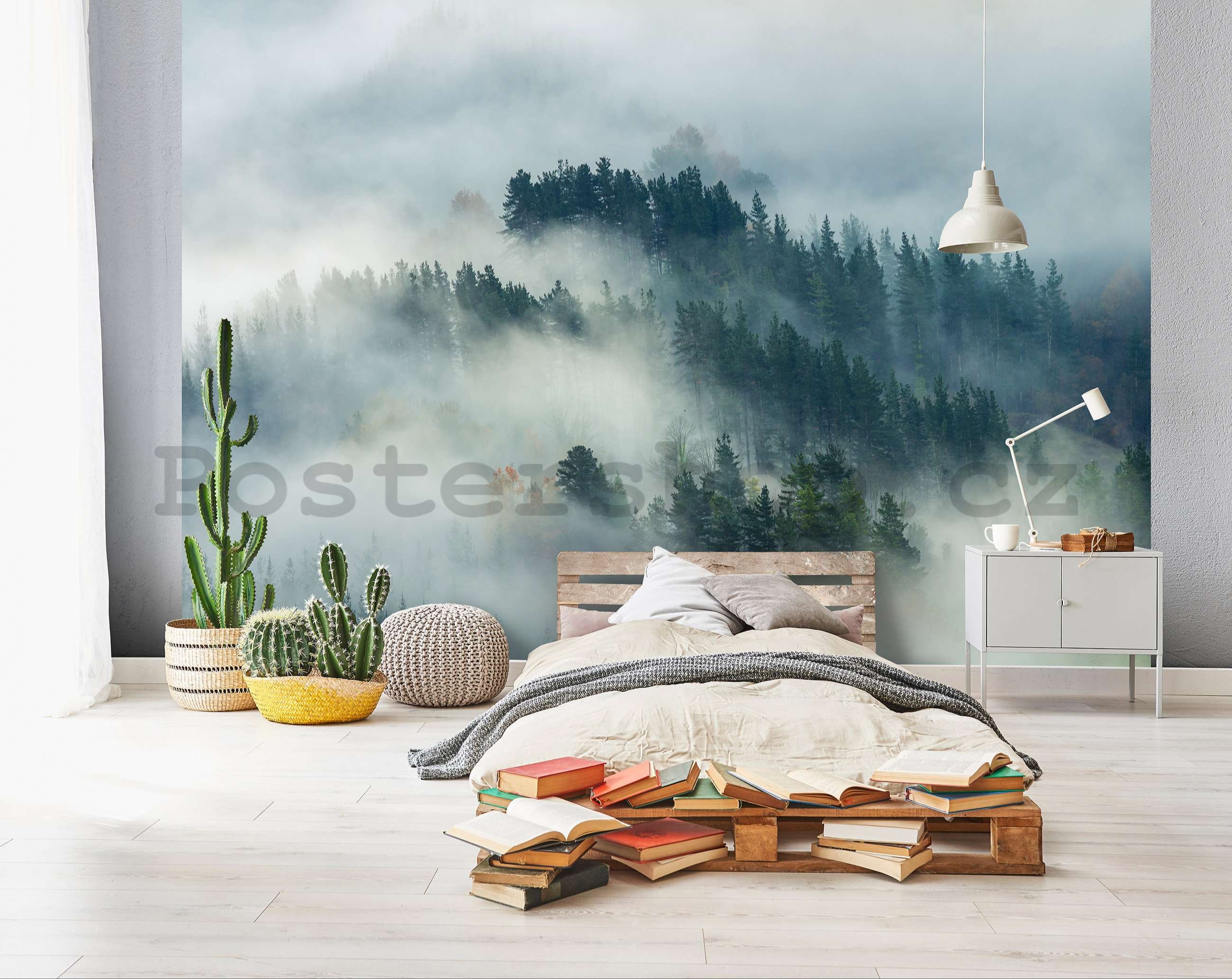 Fototapeta vliesová: Mlha nad lesem (4) - 368x254 cm