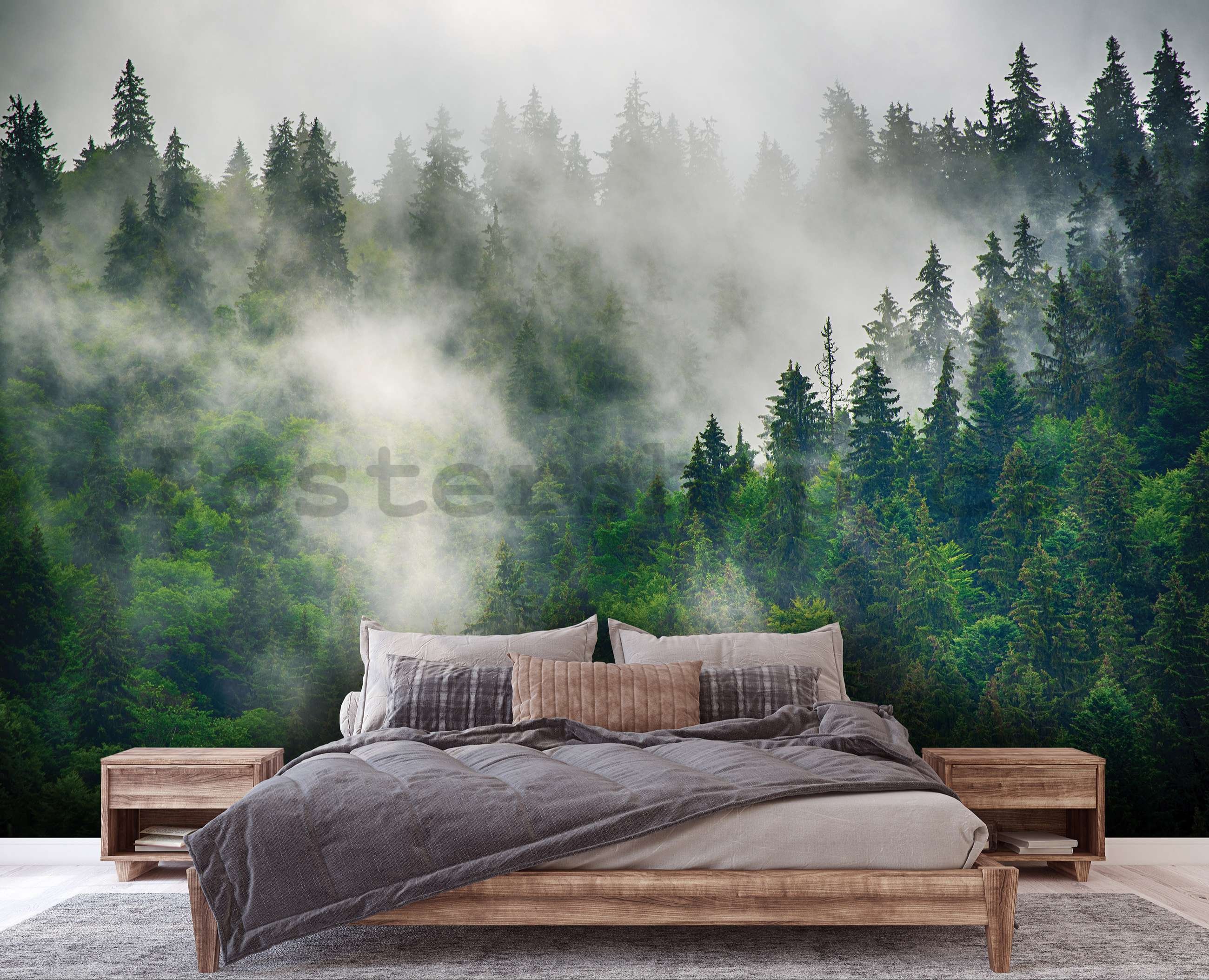 Fototapeta vliesová: Mlha nad lesem (5) - 416x254 cm