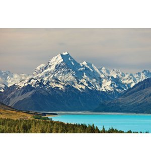 Fototapeta vliesová: Zasněžené horské jezero - 254x184 cm
