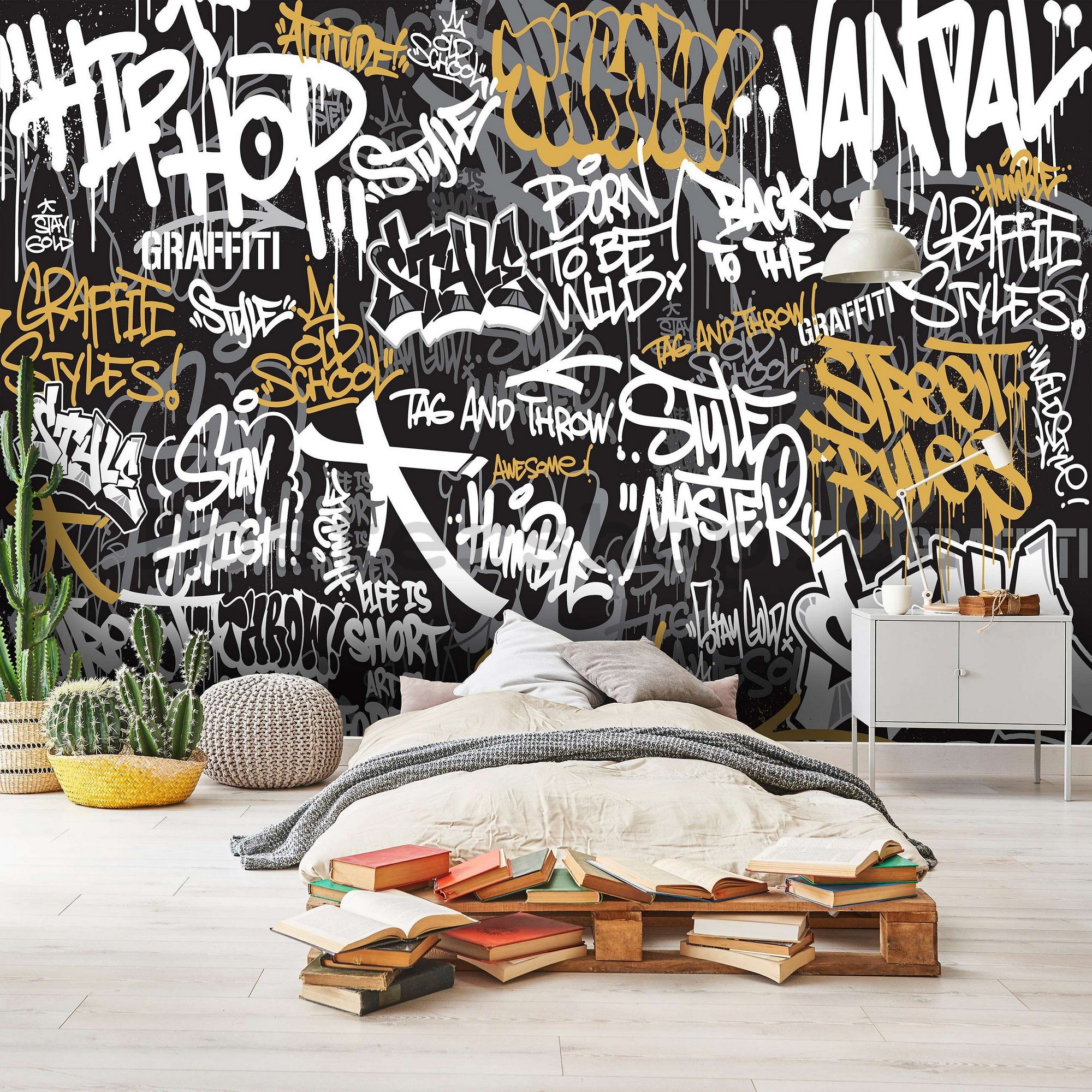 Fototapeta vliesová: Graffiti (tříbarevné) - 254x184 cm