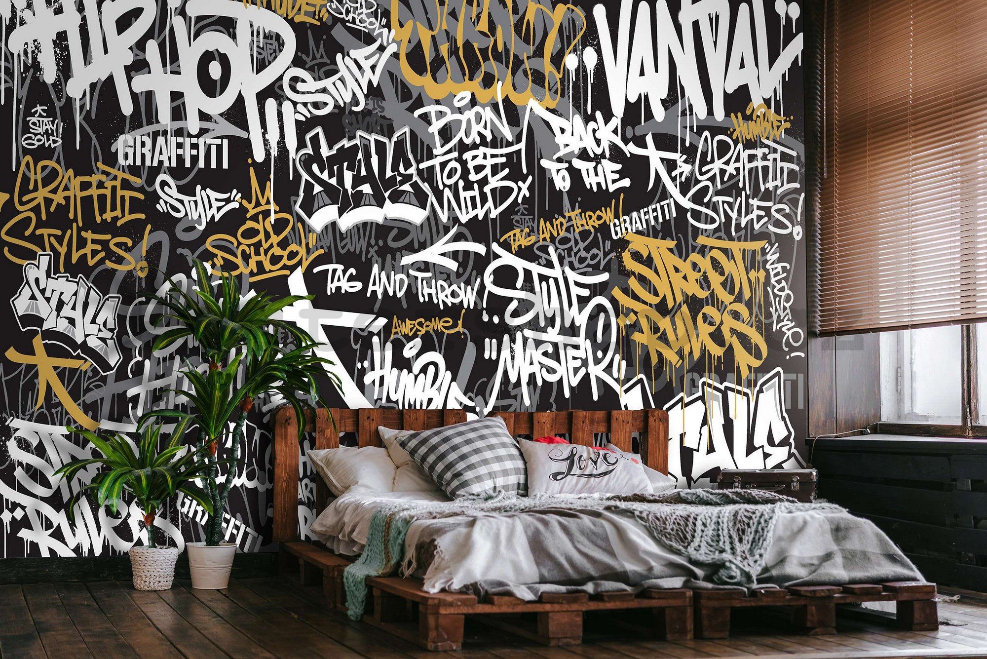 Fototapeta vliesová: Graffiti (tříbarevné) - 416x254 cm