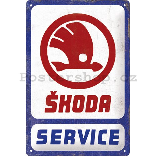 Plechová cedule: Skoda - Service - 20x30 cm