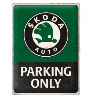Plechová cedule: Škoda (Parking Only) - 30x40 cm