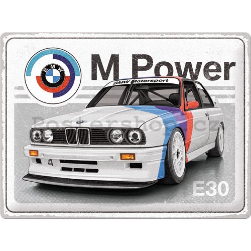 Plechová cedule: BMW Motorsport M Power E30 - 40x30 cm