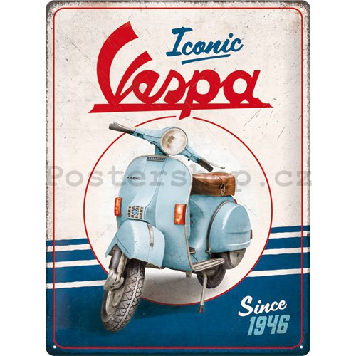 Plechová cedule: Vespa - Iconic since 1946 - 30x40 cm