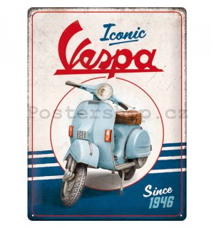 Plechová cedule: Vespa - Iconic since 1946 - 30x40 cm