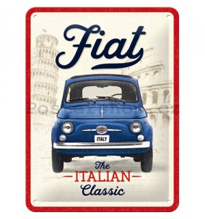 Plechová cedule: Fiat 500 (The Italian Classic) - 15x20 cm