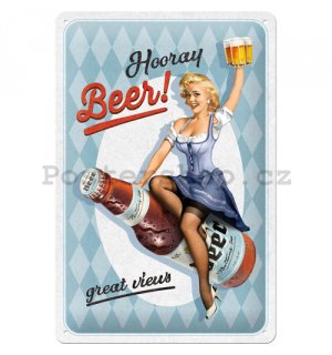 Plechová cedule: Hooray Beer - 30x20 cm