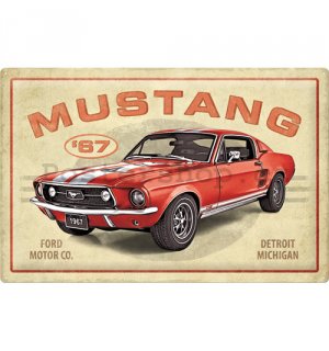 Plechová cedule: Ford Mustang GT 1967 Red - 60x40 cm