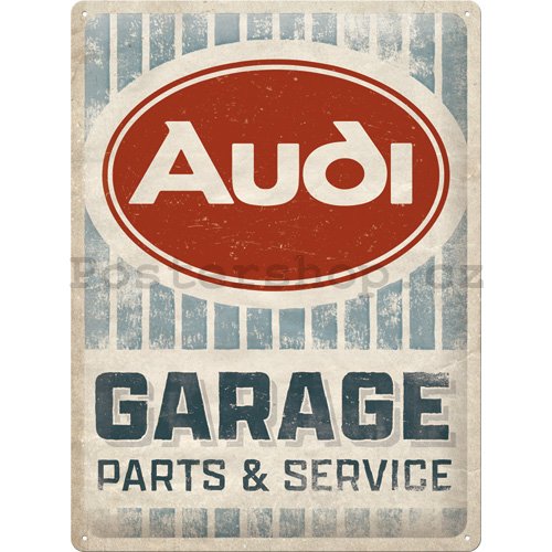 Plechová cedule: Audi Garage (Parts & Service) - 30x40 cm