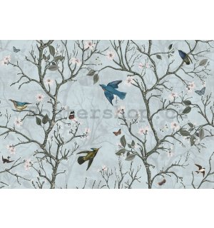 Fototapeta vliesová: Ptáci a stromy (animované) - 368x254 cm