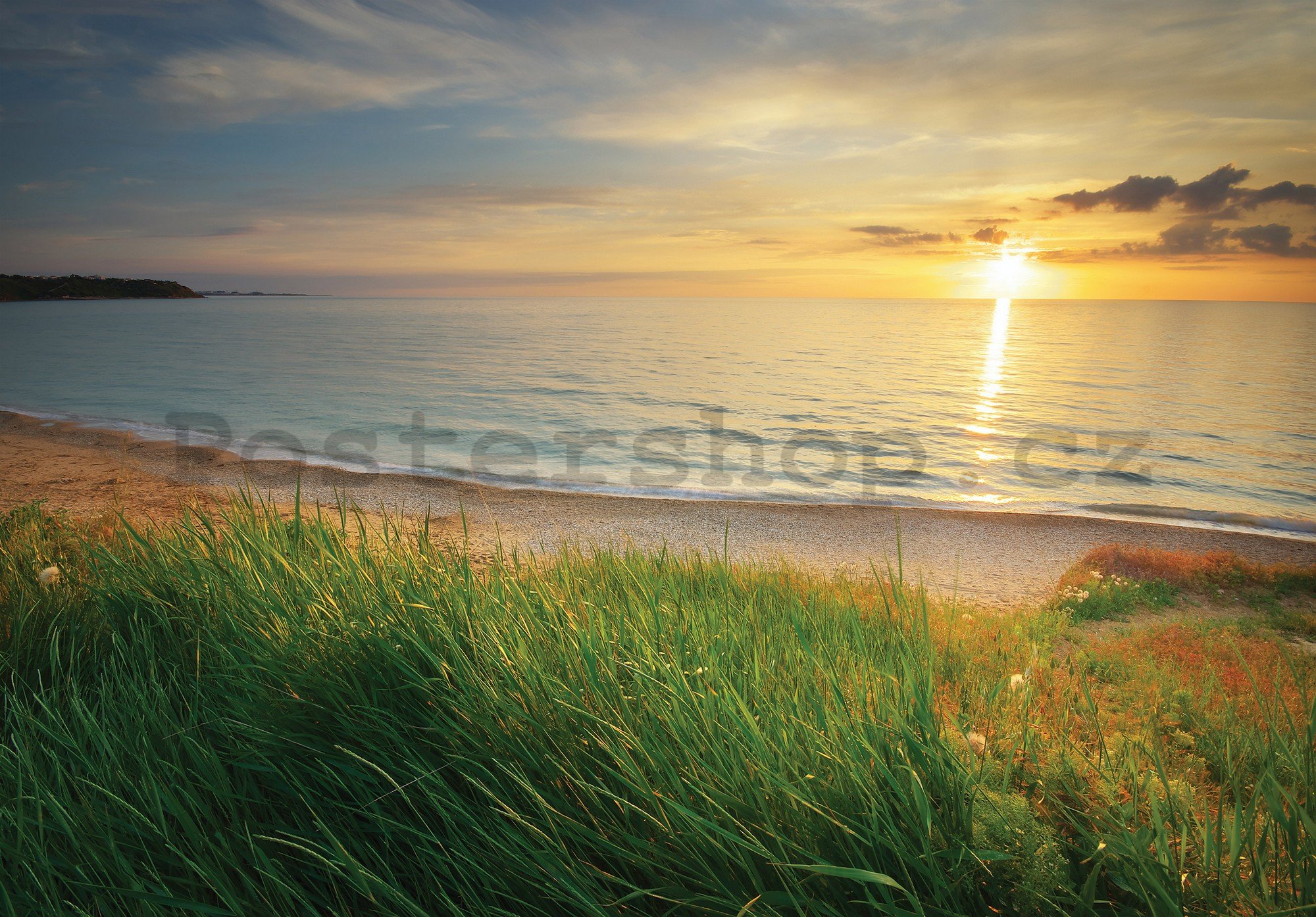 Fototapeta vliesová: Pláž při západu slunce - 368x254 cm