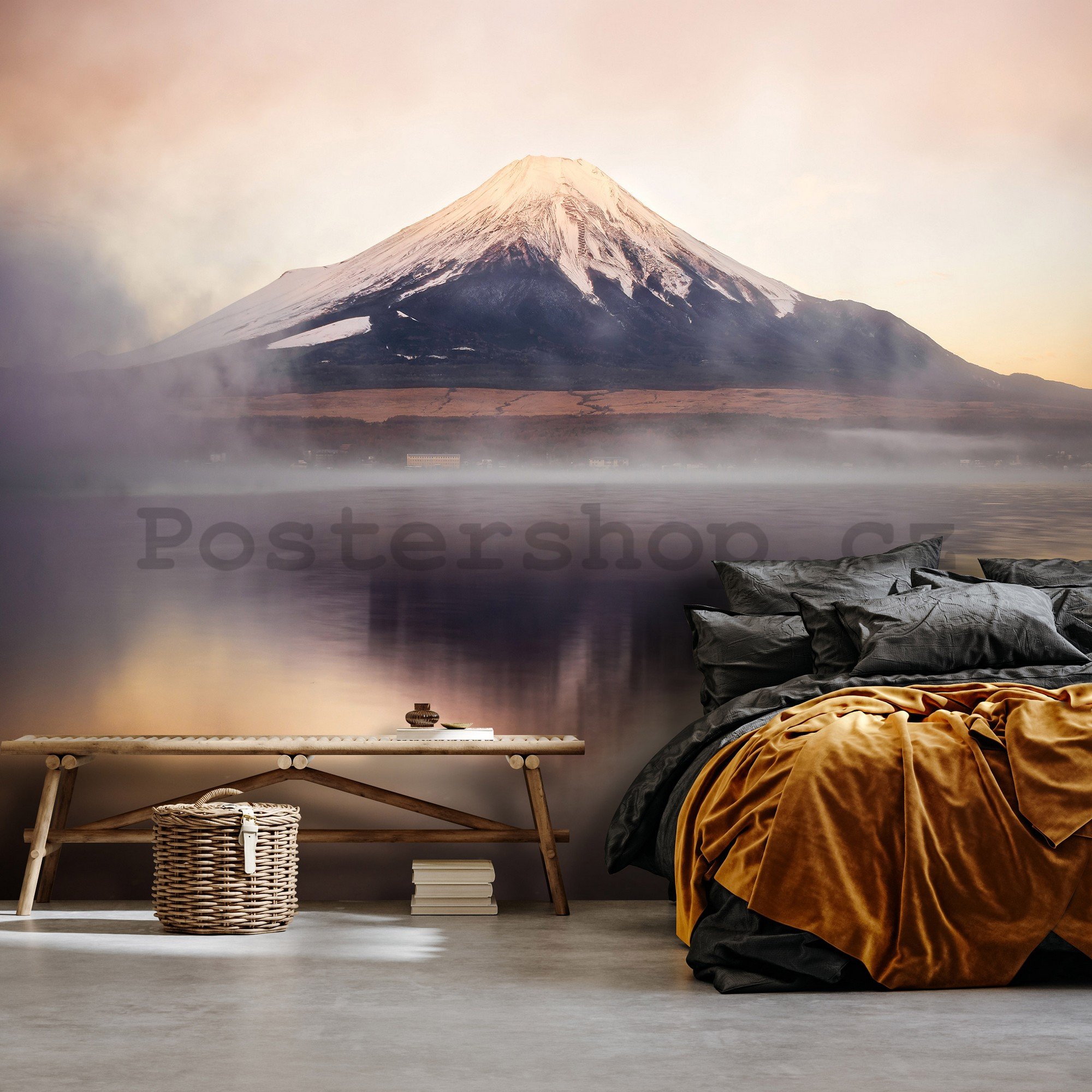 Fototapeta vliesová: Jezero a hora Fudži - 368x254 cm