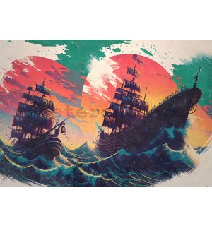 Fototapeta vliesová: Pirátské galeony - 152,5x104 cm