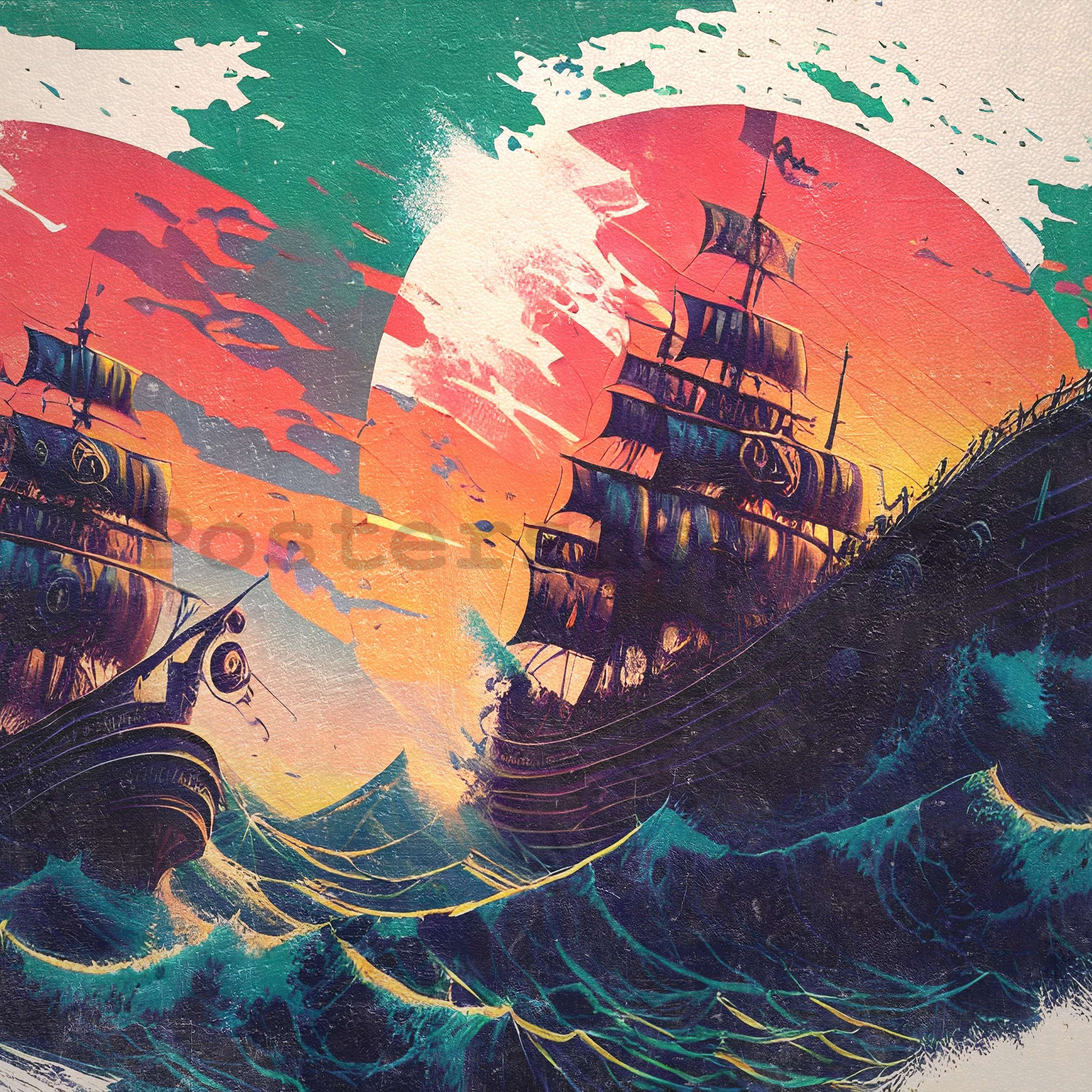 Fototapeta vliesová: Pirátské galeony - 416x254 cm