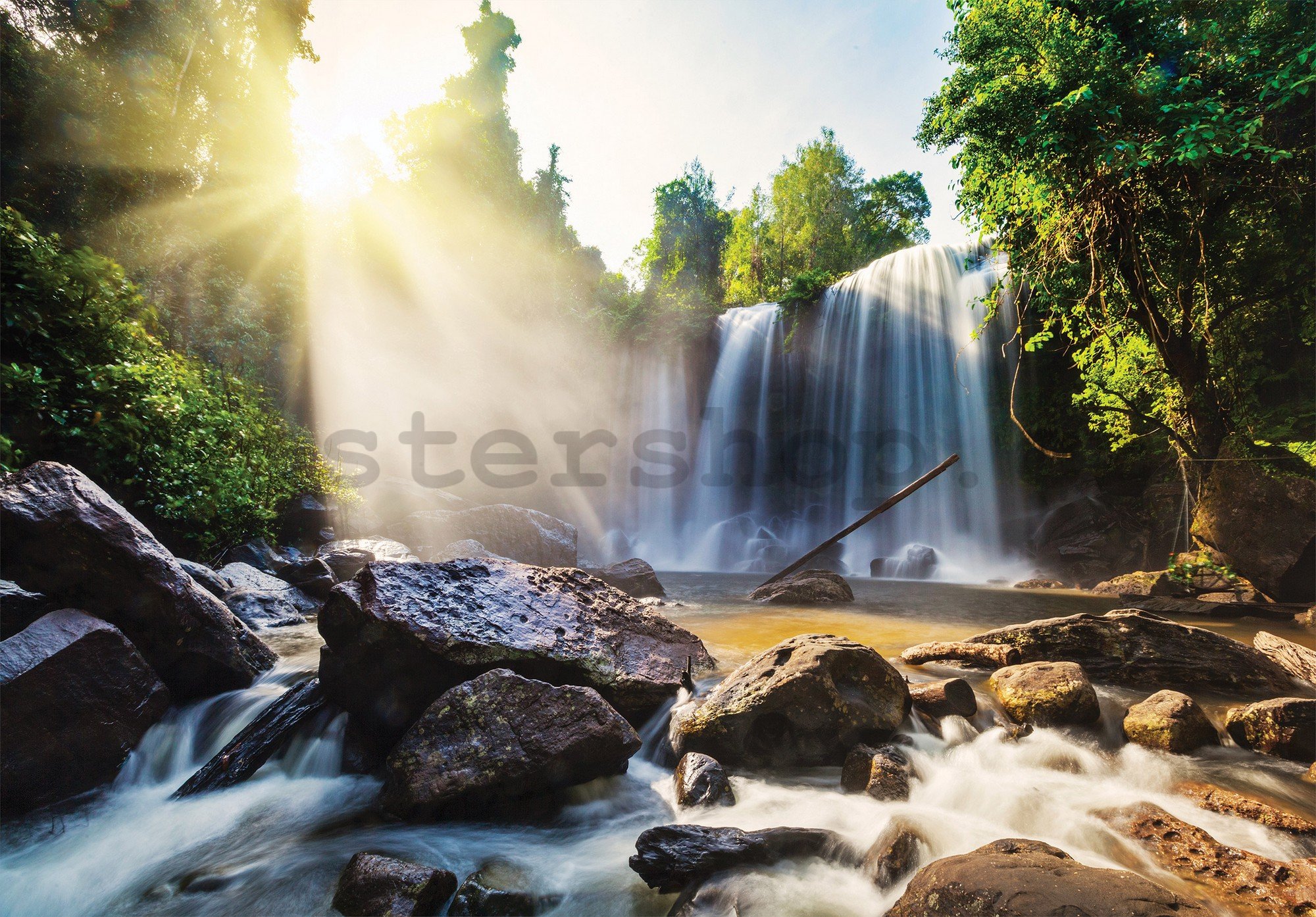 Fototapeta vliesová: Vodopády při východu slunce - 416x254 cm