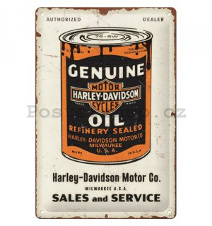 Plechová cedule: Harley-Davidson - Genuine Oil Can - 30x20 cm