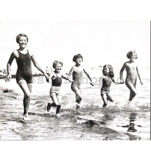 Anonyme - Children on the beach - 24x30cm