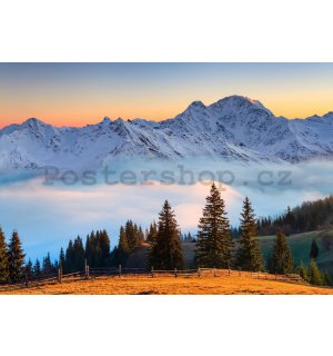 Fototapeta vliesová: Zasněžené horské vrcholy - 368x254 cm