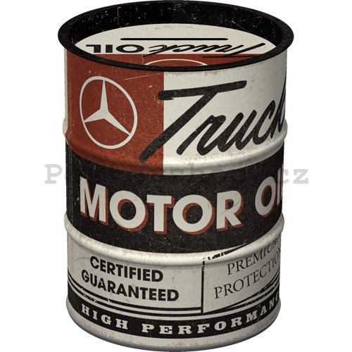 Plechová kasička barel: Daimler Truck - Motor Oil

