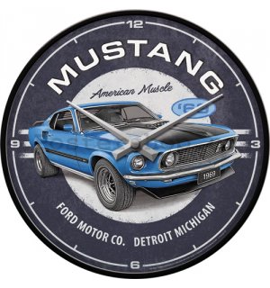 Nástěnné hodiny - Ford Mustang - 1969 Mach 1 Blue

