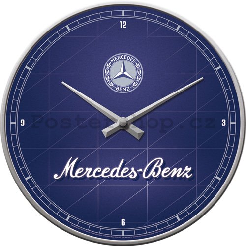 Nástěnné hodiny - Mercedes-Benz - Silver & Blue
