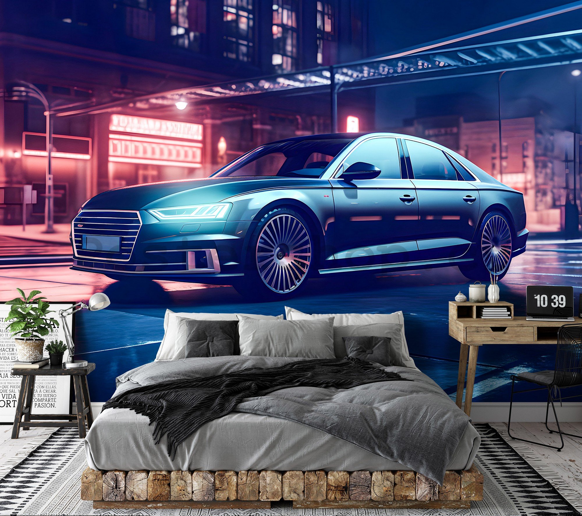 Fototapety vliesové: Car Audi city neon - 254x184 cm