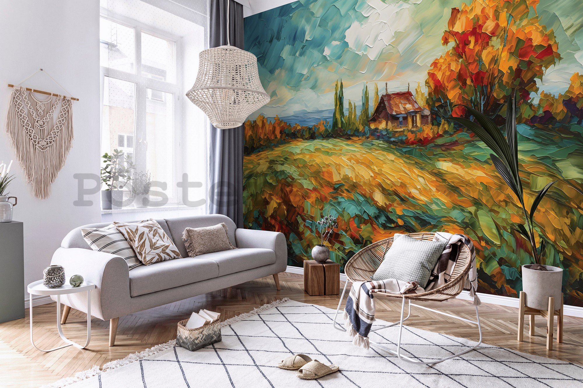Fototapety vliesové: Lanscape oil-colour painting nature - 254x184 cm