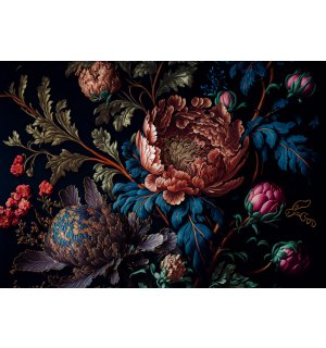 Fototapety vliesové: Flowers peonies painting leaves - 254x184 cm