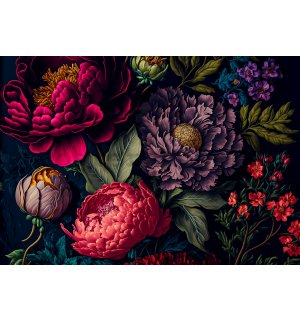 Fototapety vliesové: Flowers peonies painting leaves (1) - 254x184 cm