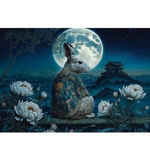 Fototapety vliesové: Art Orient rabbit moon - 254x184 cm