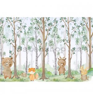 Fototapety vliesové: For kids forest animals - 254x184 cm