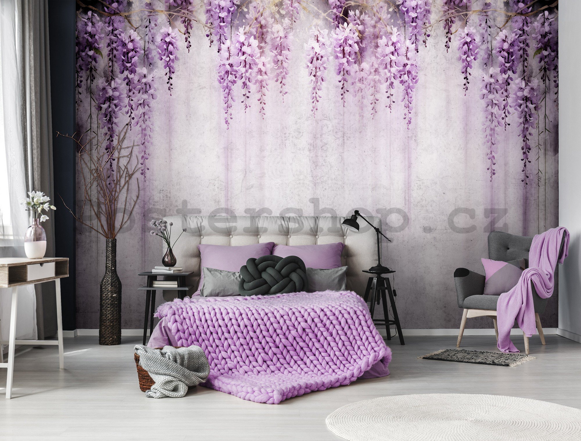 Fototapety vliesové: Flowers Violet Wisteria Romantic - 254x184 cm