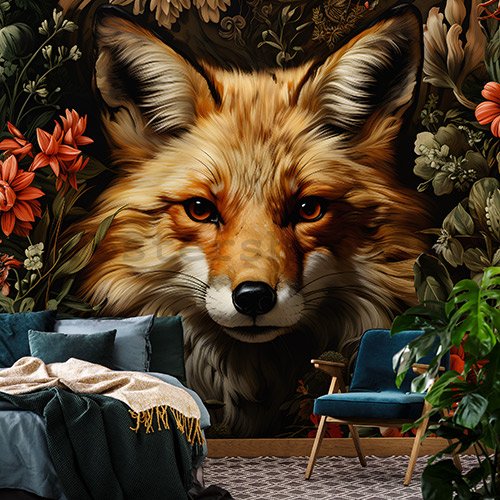 Fototapety vliesové: Fox Flowers - 254x184 cm